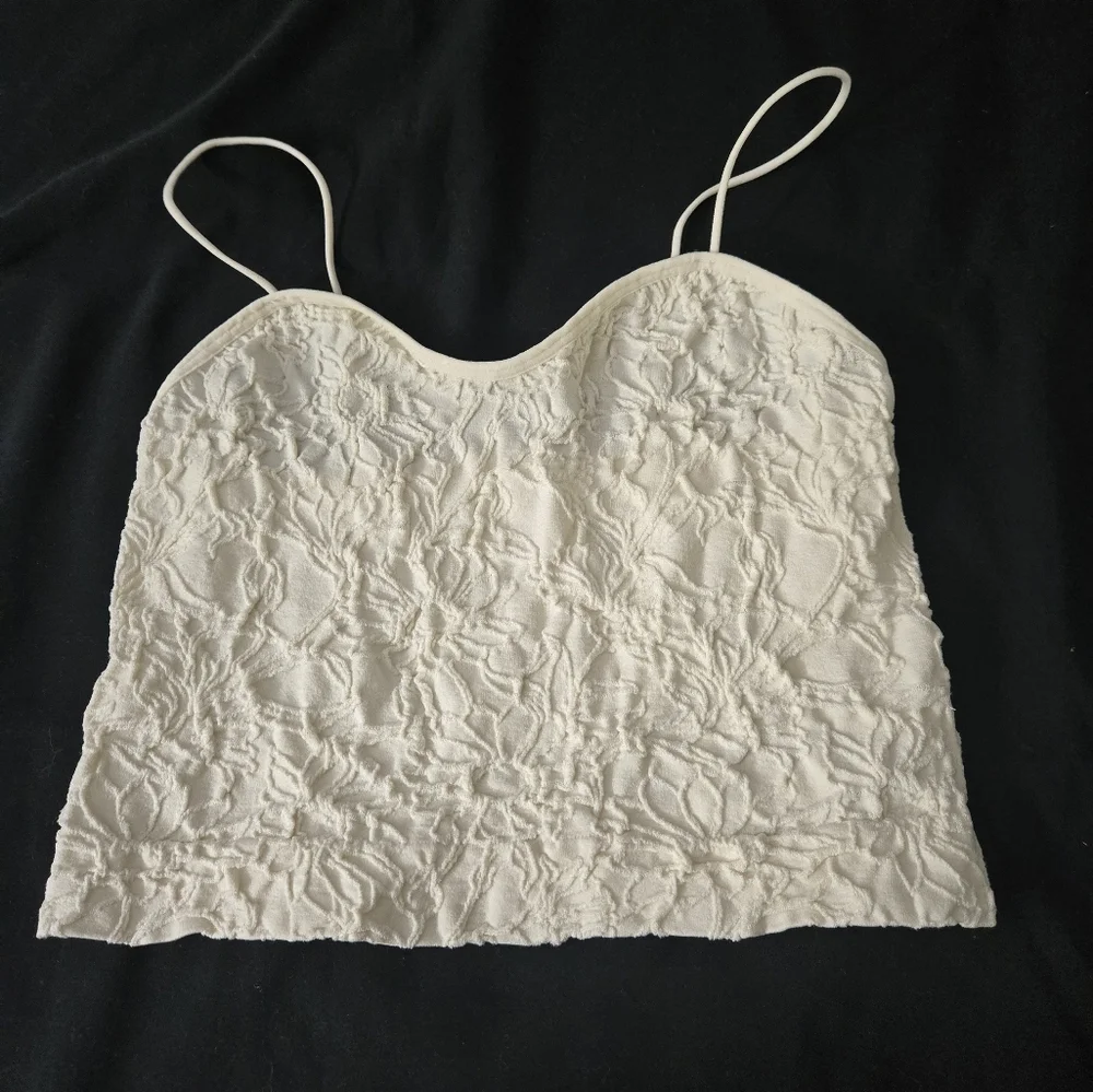 Primark Womens White Textured Camisole Crop Top - Picture 1 of 5